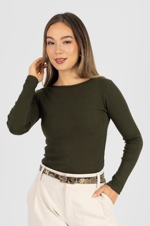 Polo Cristina Ojal - Verde Olivo