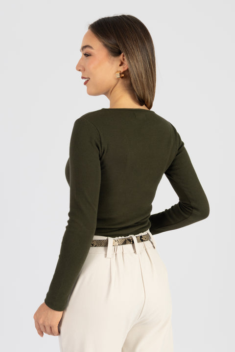 Polo Cristina Ojal - Verde Olivo
