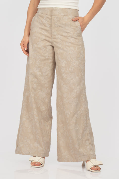 Pantalón Vania - Beige Bordado