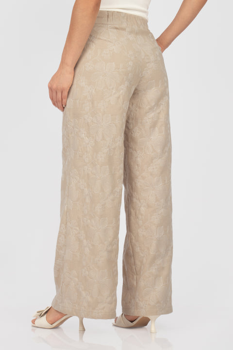 Pantalón Vania - Beige Bordado