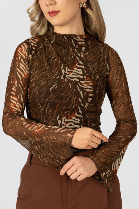 Blusa Miriam - Leopardo Chocolate