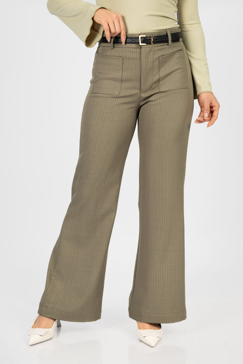 Pantalon Renata - Rayas Verde Olivo