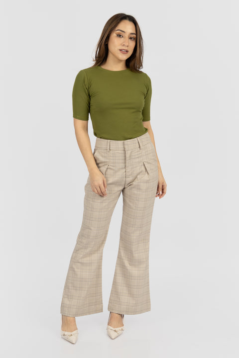 ⁠Pantalón Alba - Beige cuadros