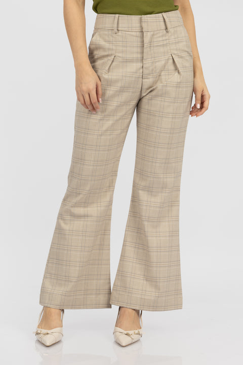 ⁠Pantalón Alba - Beige cuadros