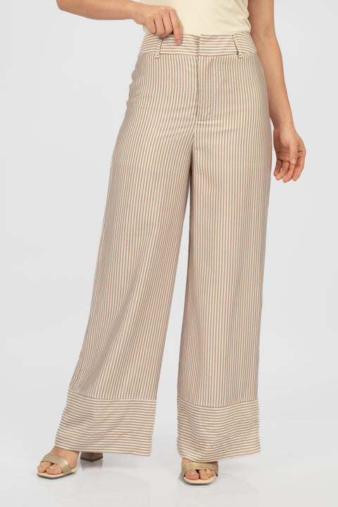 Pantalón Bella - Beige a rayas
