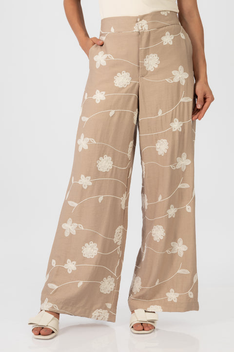 Pantalon Camila - Beige Bordado