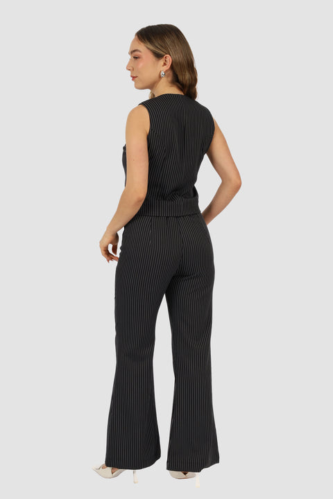 Chaleco Elisa - Negro listado