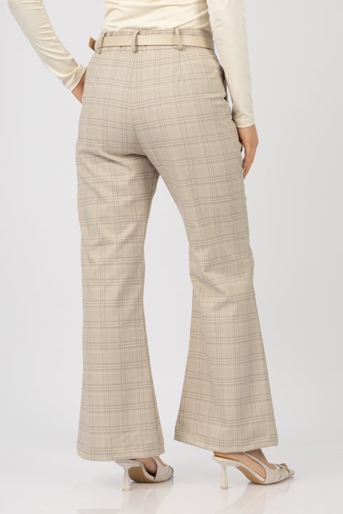 ⁠Pantalón Alba - Beige cuadros