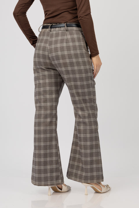 ⁠Pantalón Alba - Marrón cuadros