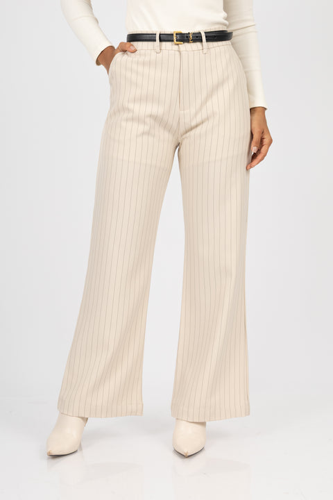 ⁠Pantalón Camille - Crema rayas