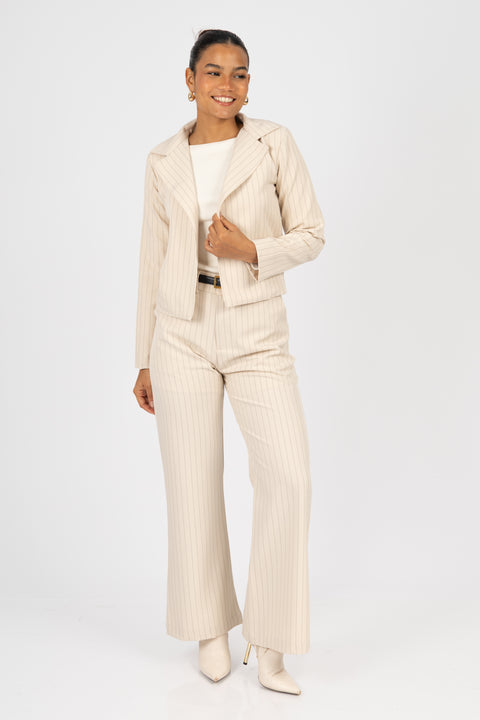 ⁠Pantalón Camille - Crema rayas