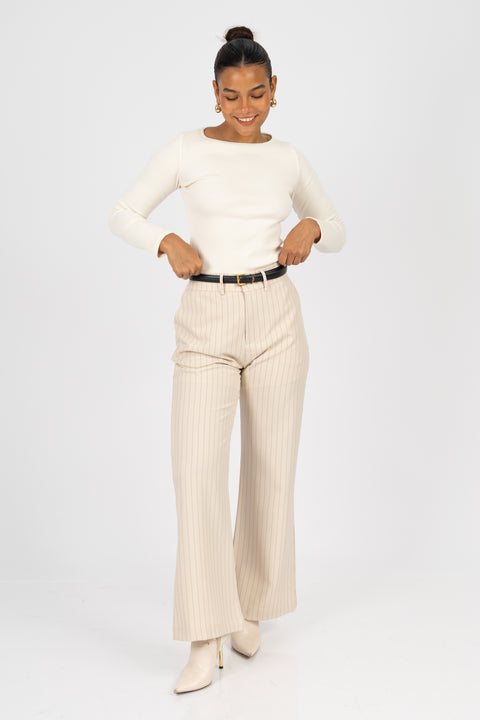 ⁠Pantalón Camille - Crema rayas